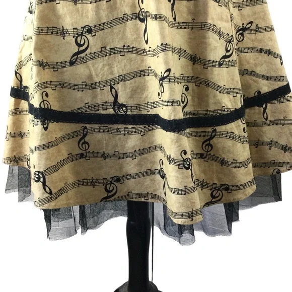 Hot Topic Beige Musical Print Mini Dress, Size Medium - Picture 5 of 8